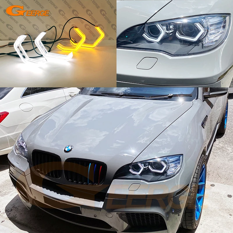 

For BMW X6 E71 E72 X6M 2008 2009 - 2012 2013 2014 Ultra Bright Crystal Concept M4 Iconic Style LED Angel Eyes Kit Halo Rings