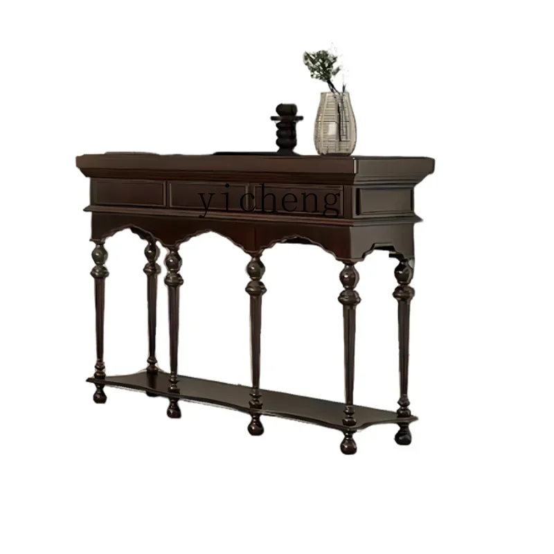 

Mid-Ancient Solid Wood Home Entrance Cabinet Living Room Partition Modern Minimalist Wall Storage Vintage Sideboard Cabinet