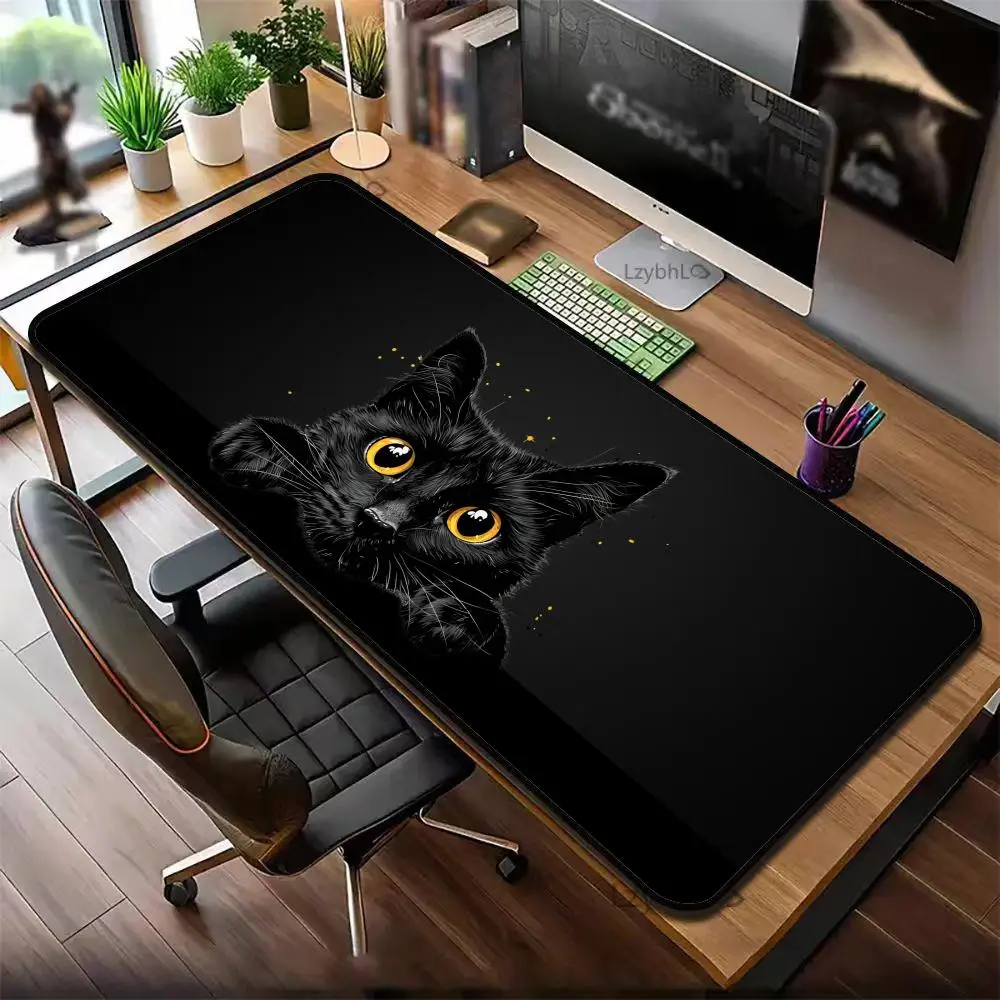 Cute Peeking Orange Tabby Cat Large Mouse Pad Black Background Non-Slip Desk Mat for Gaming Office Keyboard mouse pad
