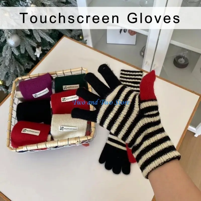 HX6F قفازات حرارية دافئة للرجال والنساء قفازات أنيقة أصابع كاملة قفازات الشتاء في الهواء الطلق للجنسين محبوك القفاز #2