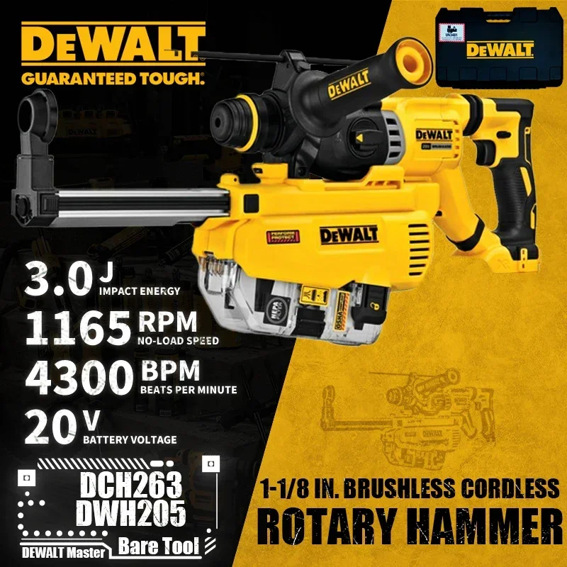 DEWALT DCH263 1-1/8in Brushless Cordless SDS Plus D-Handle Rotary Hammer DWH205DH Dust Extractor 20V Power Tools Bare Tool