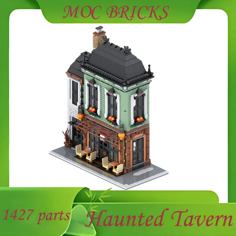 

NEW 1427 Parts City Street View Moc Haunted Tavern Model Customize DIY Creative Ideas ChildToy Assembly Puzzle Christmas Gifts