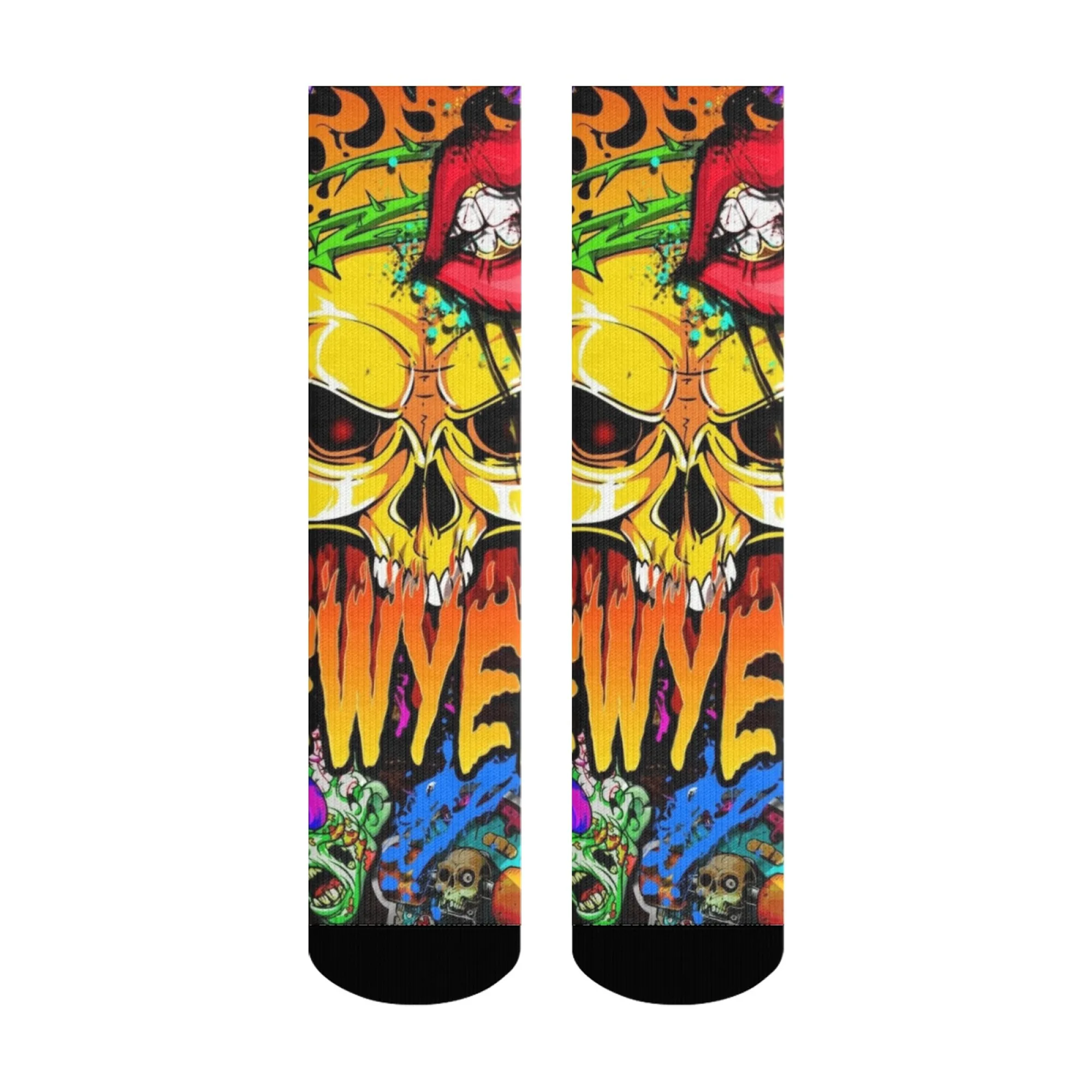 New York Print Skull Print Men's Socks Soft and Comfortable Against The Skin Socks Street Style Quirky Fun and Cheerful Socks