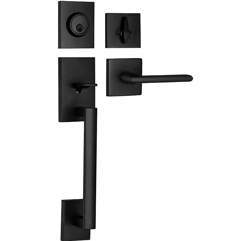 

Handle set Front door entrance handle and lock tongue lock set Ultra-thin square single cylinder and lever reversible handle