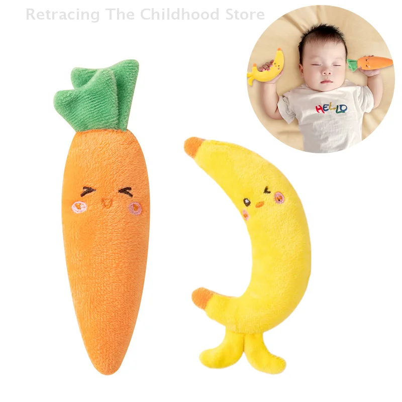 Juguete de peluche de marioneta de mano de plátano y zanahoria de 15cm, juguete calmante suave y transpirable para niños