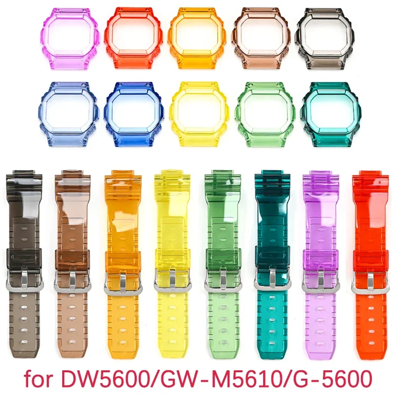 Transparent Rubber Strap Bezel for Casio G-SHOCK DW5600 GW-M5610 G-5600 TPU Sport Waterproof Replace Watch Band Protective Case