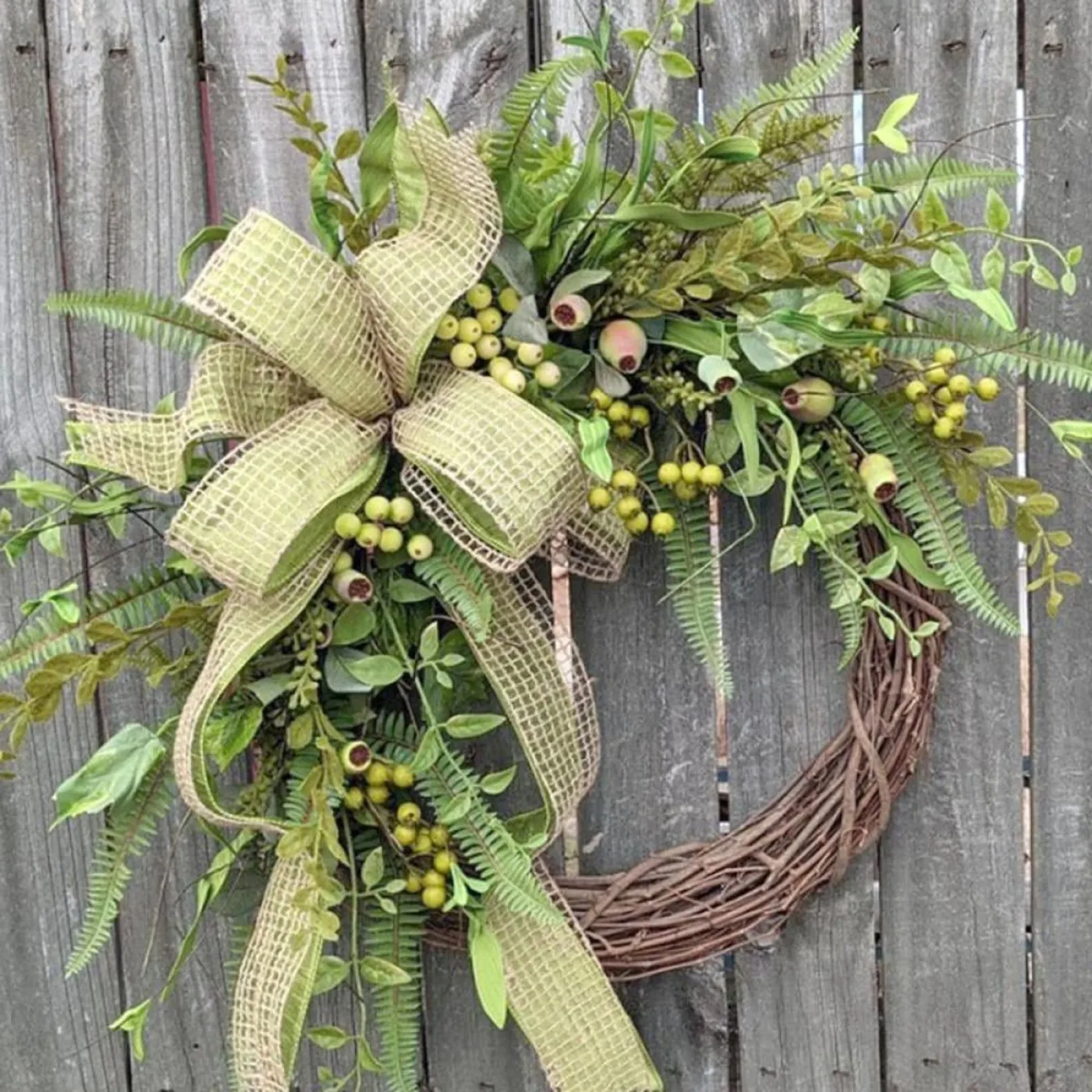 Carpeta de frijoles mungo de otoño, corona de flores para la puerta, adorno de cápsula verde, corona de plantas, coronas de otoño, decoración de jardín al aire libre