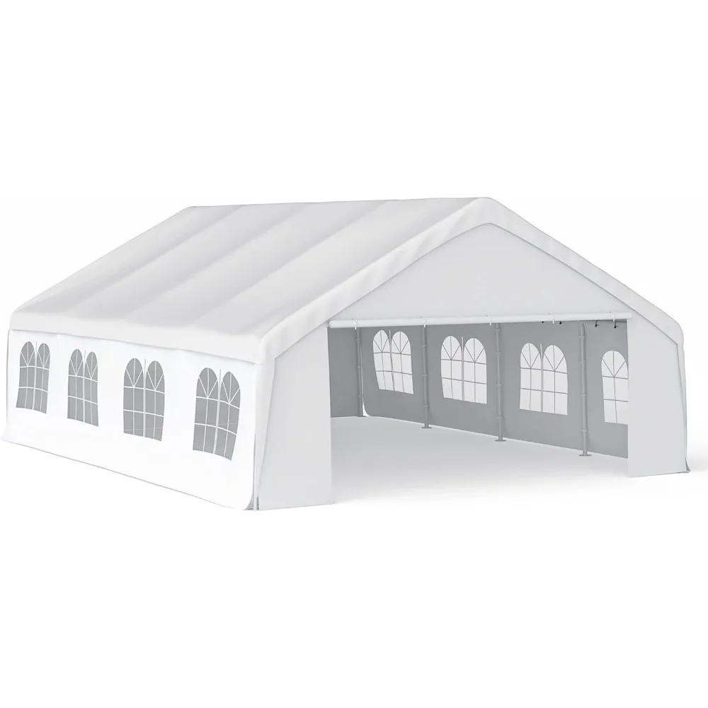 

Canopy Tent for Parties Heavy Duty 20'x26' Car Tent Metal Carport Portable Garage with Removable Sidewalls, White