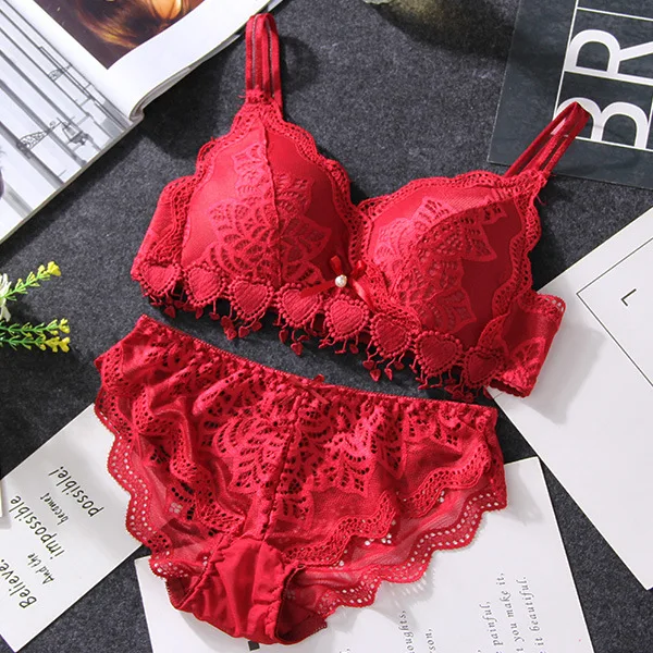 lingerie bra set wire free lenceria sexy bielizna damska komplety lace top wine red lenceria lace underwear set multi style sets