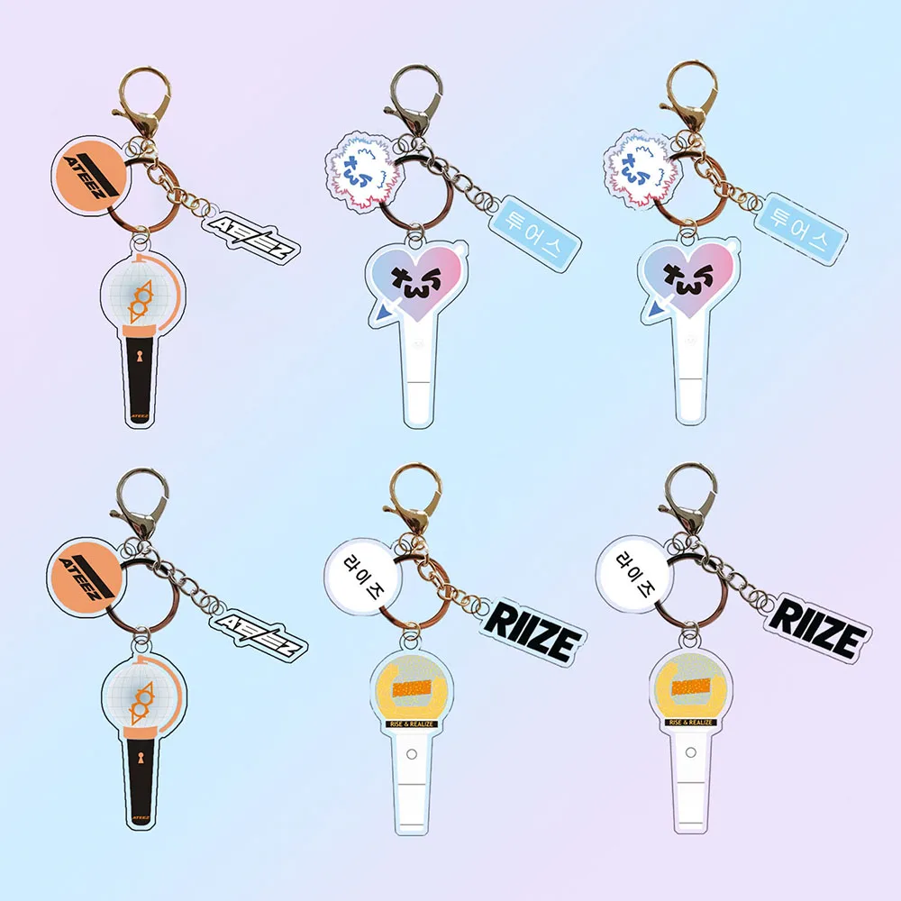 

KPOP ATEEZ RIIZE TWS Light Stick Pattern Acrylic Keychains Shinyu Hongjoong Wonbin Fashion Keyring Bag Key Accessories Fans Gift