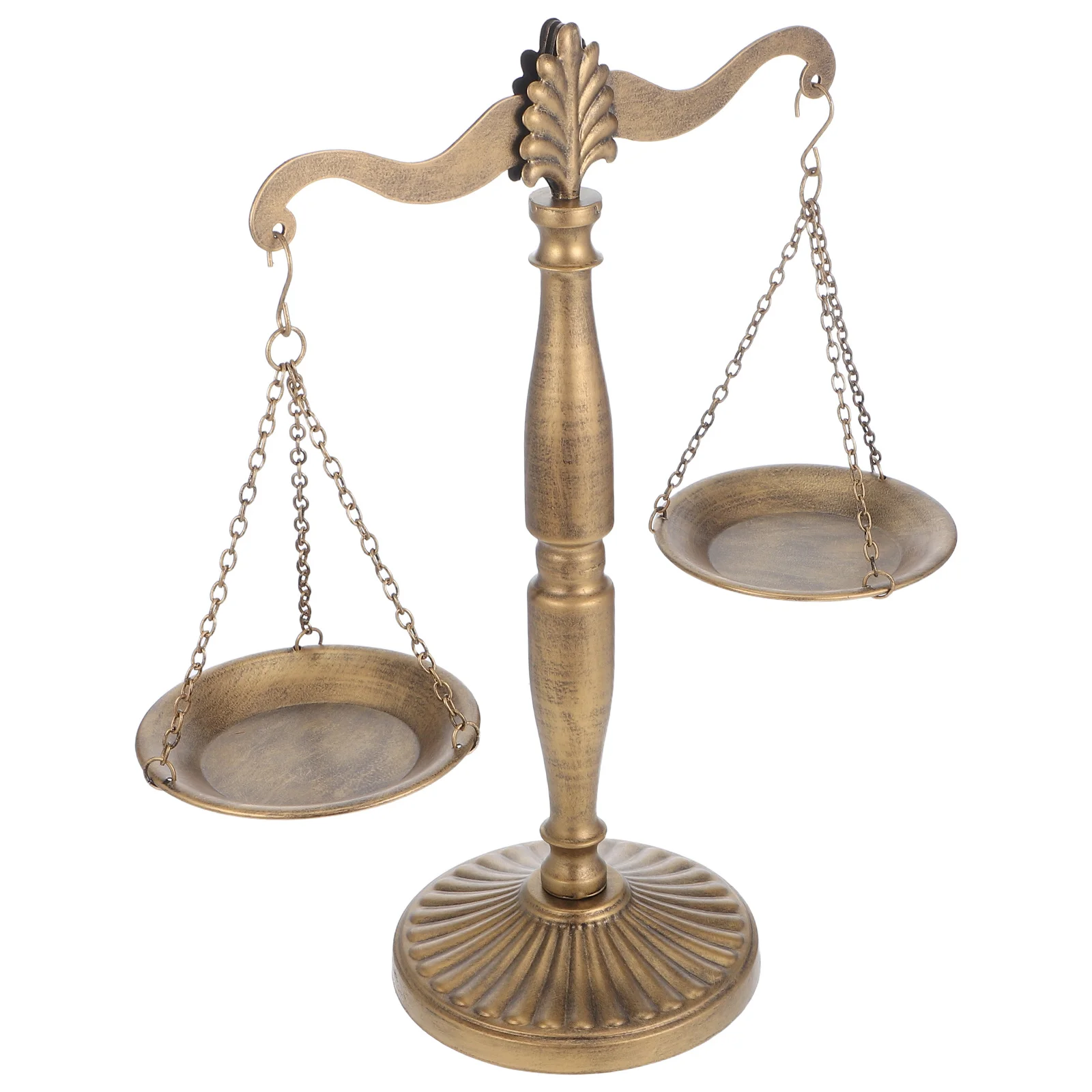 

Retro Balance Scale Statue Handmade Ironwork Desktop Ornament Swaying Design Vintage Libra Jewelry Tower Home Office Decorative