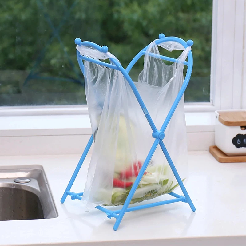 

Trash Bags Holder Stand Foldable Countertop Waste Bag Kitchen Garbage Sorting Organizer Storage Rack Convenient Support Frame