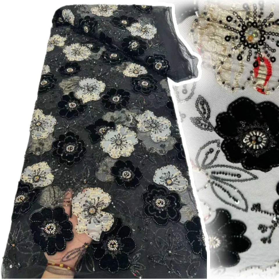 

Новинка 2024 года, роскошная нигерийская африканская сетчатая кружевная ткань с тяжелыми блестками для невесты, французская сетчатая кружевная ткань для шитья, вышитая кружевная тюль для женщин CC1627