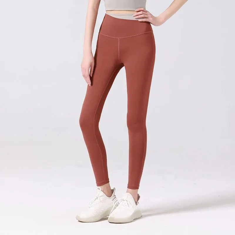 

Contrasting Color High-waisted Fitness Pants Women's Nudity Seamless Hip Lift and Thin Running Fitness Yoga Leggings