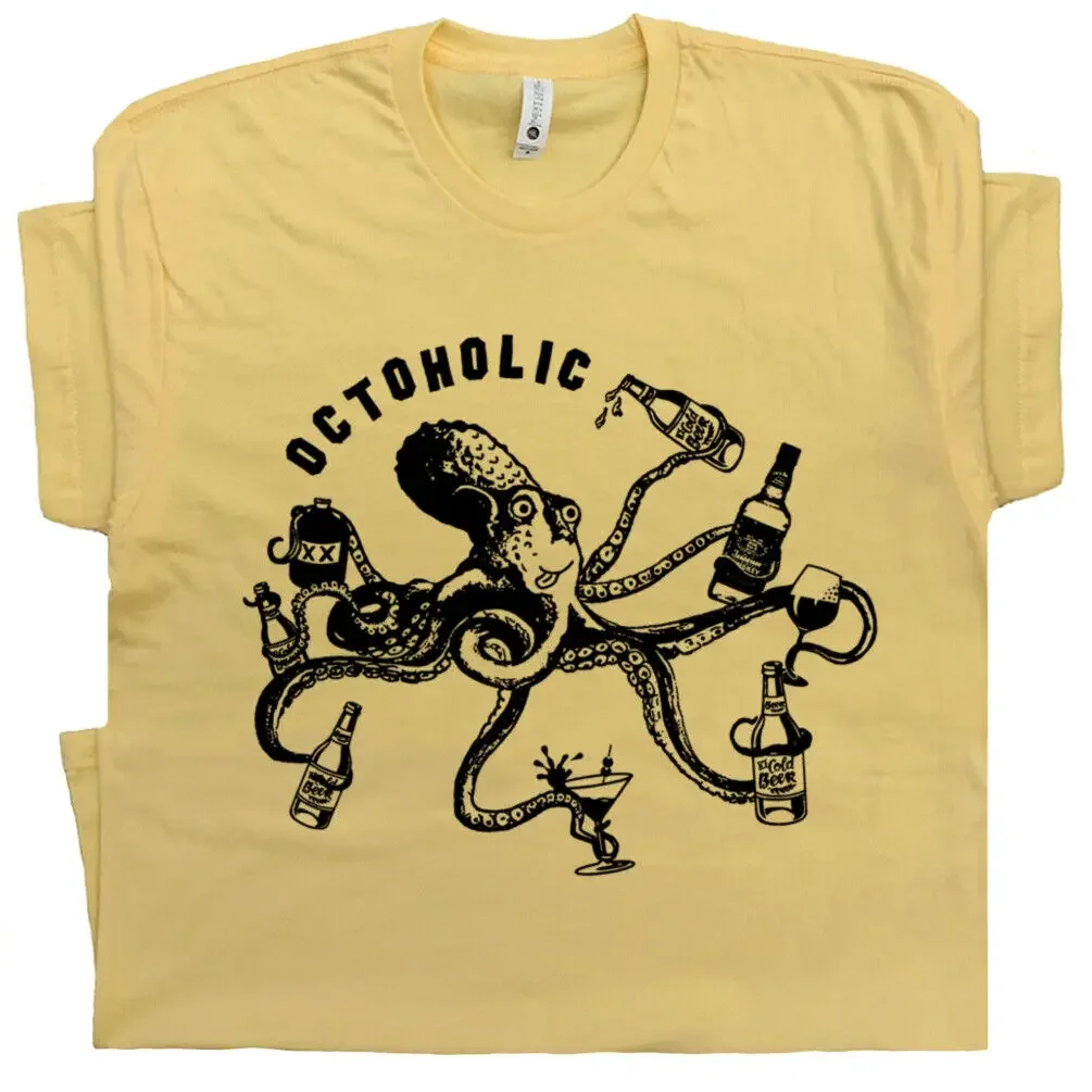 

Funny Beer T Shirt Octoholic Vintage Octopus Moonshine Tequila Whisky Alcoholic