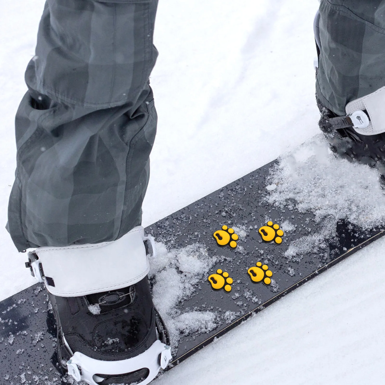 

4 шт. противоскользящие наклейки для сноуборда, белые отпечатки лап, нескользящая накладка, защита края, аксессуары для зимних видов спорта, лыжная доска, нескользящая наклейка