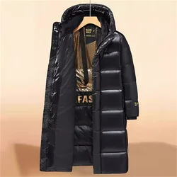 2025 new Down Jacket Men's mid length couple Black Gold White Duck Down Jacket Thickened Knee Length Winter Jacket Womwen Trend