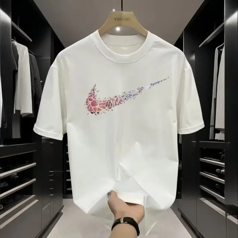 صيف جديد نمط إلكتروني طباعة قصيرة الأكمام تي شيرت الحليب الحرير جولة الرقبة سليم صالح سريعة الجافة الرياضة الأعلى العصرية تي شيرت للرجال #3