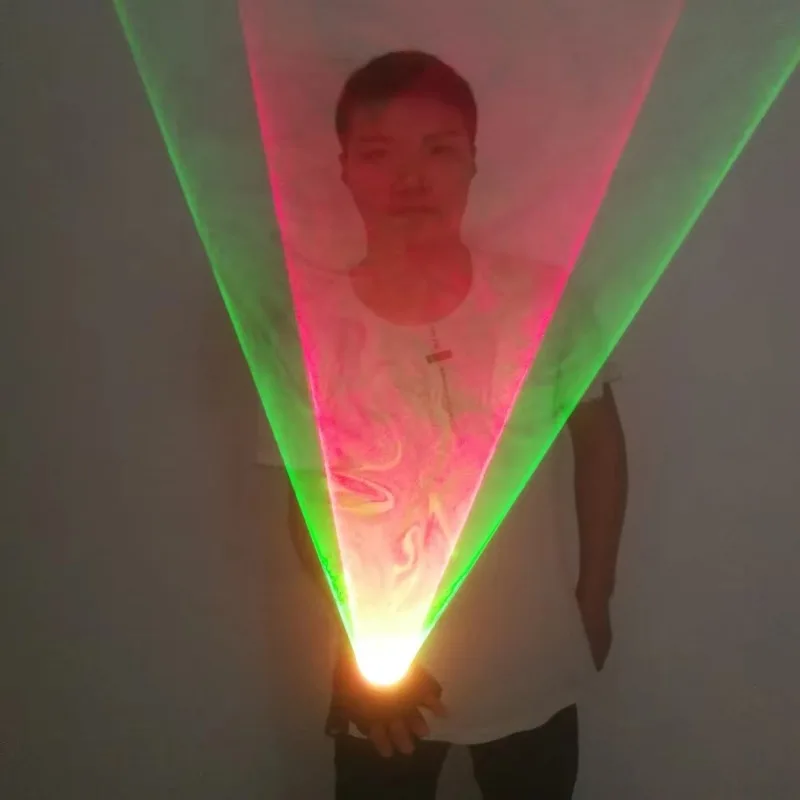 Green Red Auto-Rotating Finger Lamp Whirlwind Handheld Cannon DJ Dancing Club Tunnel Effect LED Christmas Figurine Toy