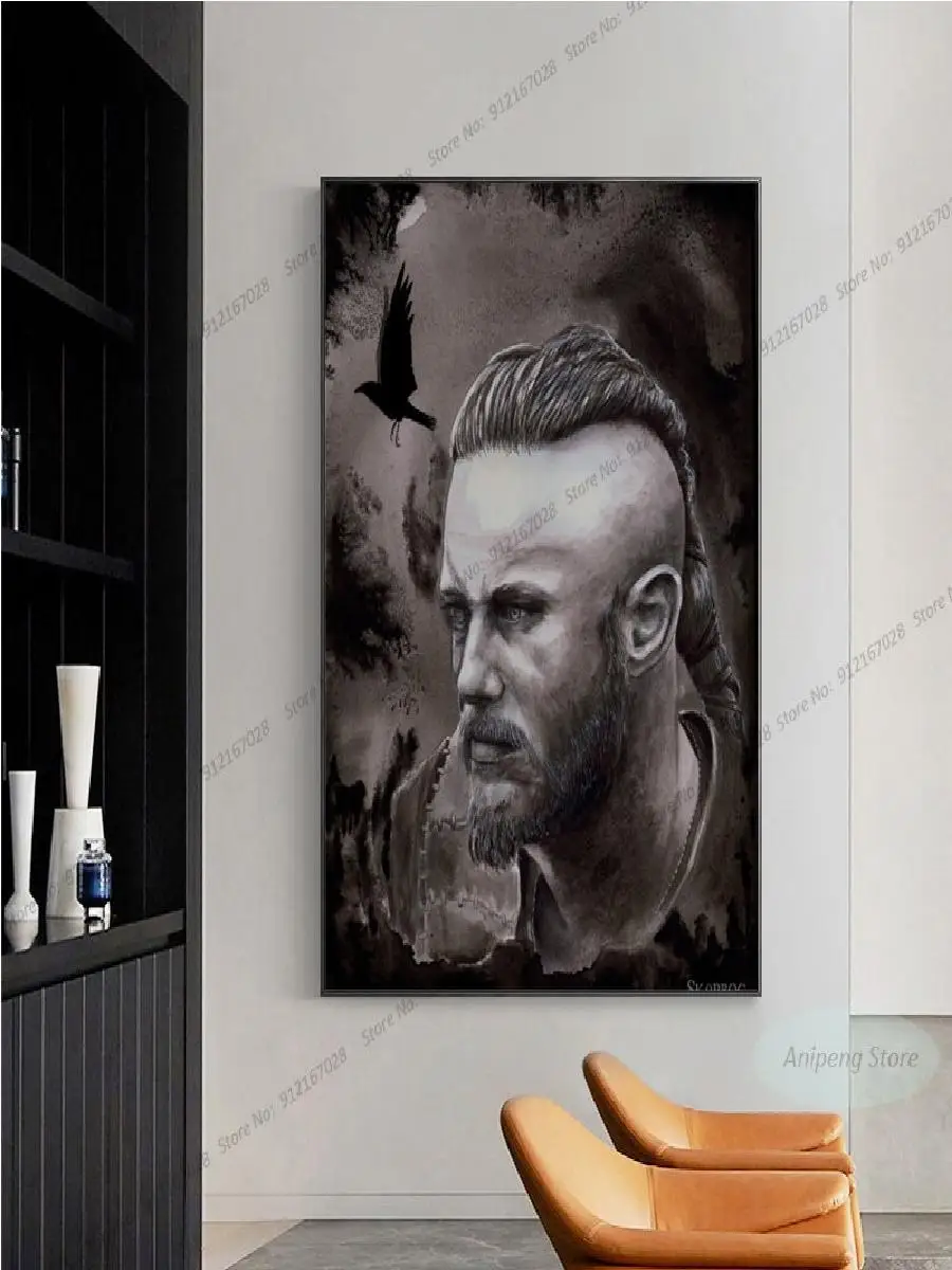 تحفيزية قماش جدار الفن الملك راجنار لوثبروك أسطورة يقتبس المشارك يطبع لغرفة المعيشة ديكور فايكنغ ملهمة الجدار #2