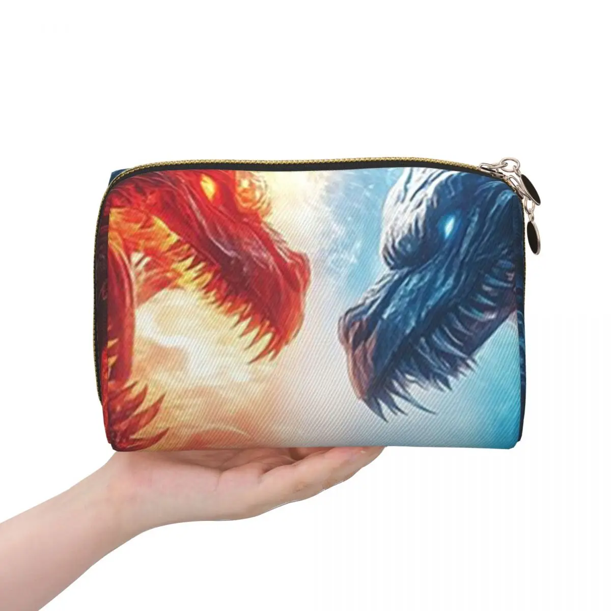 Cartoon Fire And Ice Dragon Print (4) Women Cosmetic Bags Travel Makeup Organizer Pouch Toiletry Storage Dopp Kit Box