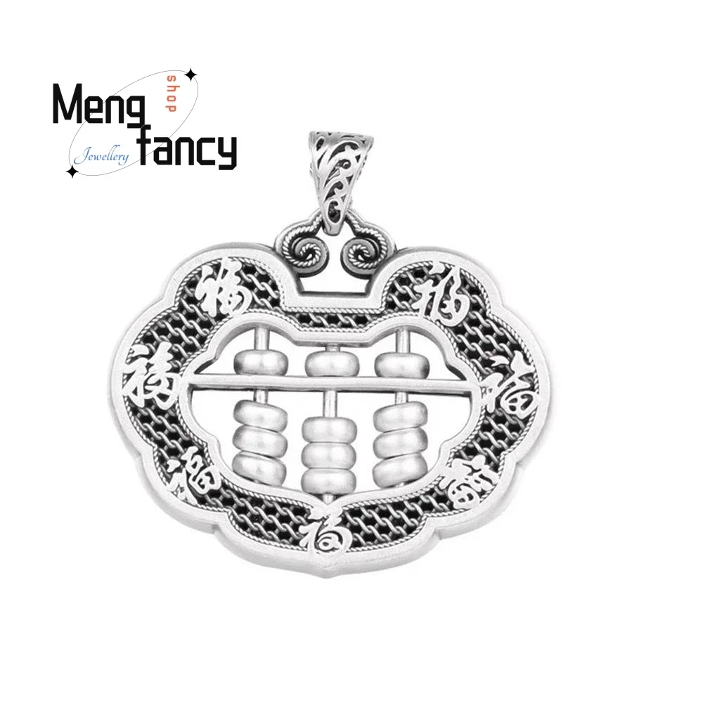 Neue 925 Sterling Silber Retro nationalen Stil glück verheißen den Wolken Abakus Anhänger gesegnet verstellbare Perlen exquisiten Modeschmuck