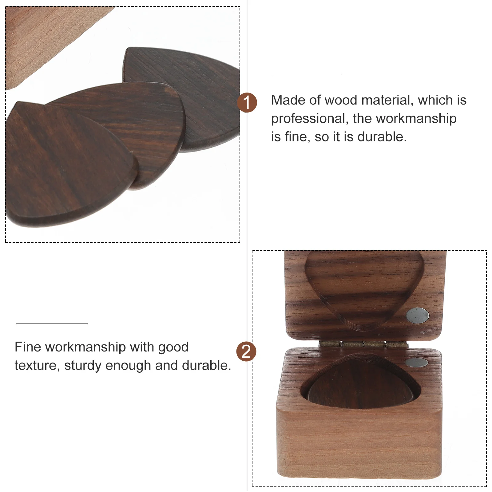

Pick Storage Box Portable Guitar Picks Wood Major Container Plectrums for Acoustic Folk
