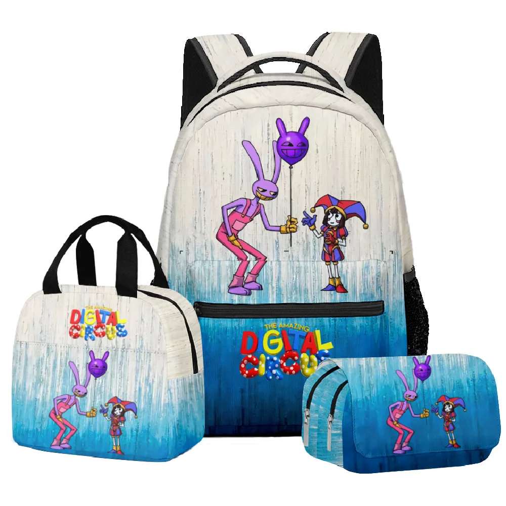 Cartoon Popular The Amazing Digital Circus 3D Print 3pcs/Set Student School Bags Laptop Daypack Backpack Lunch bag Pencil Case