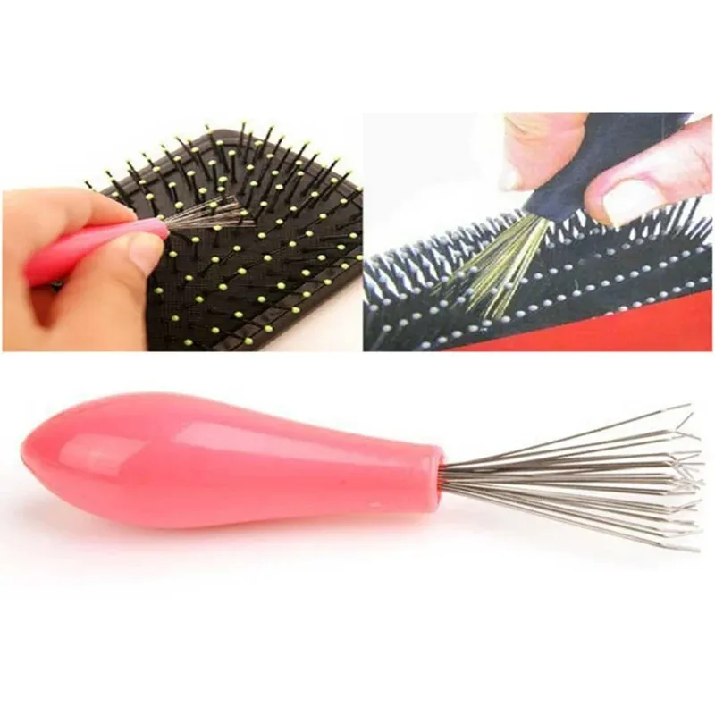 Comb Cleaning Brush Plastic Handle Hair Remover Tool Embedded Cleaner for Hairbrush Beauty Household Cleaning Supplies ﻿
