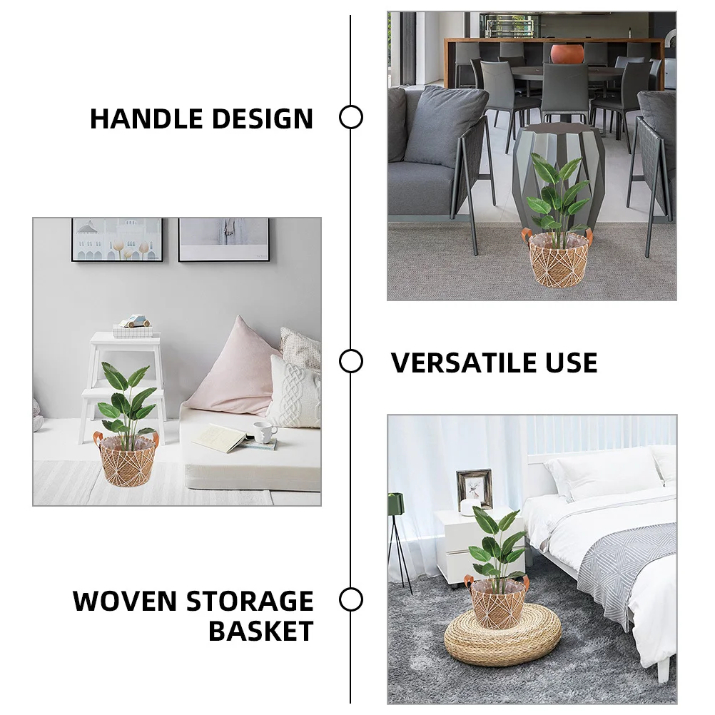 

Grass Woven Decorative Basket Handmade Natural Flower Holder For Wedding Party Picnic Portable Storage Basket Multi-Use