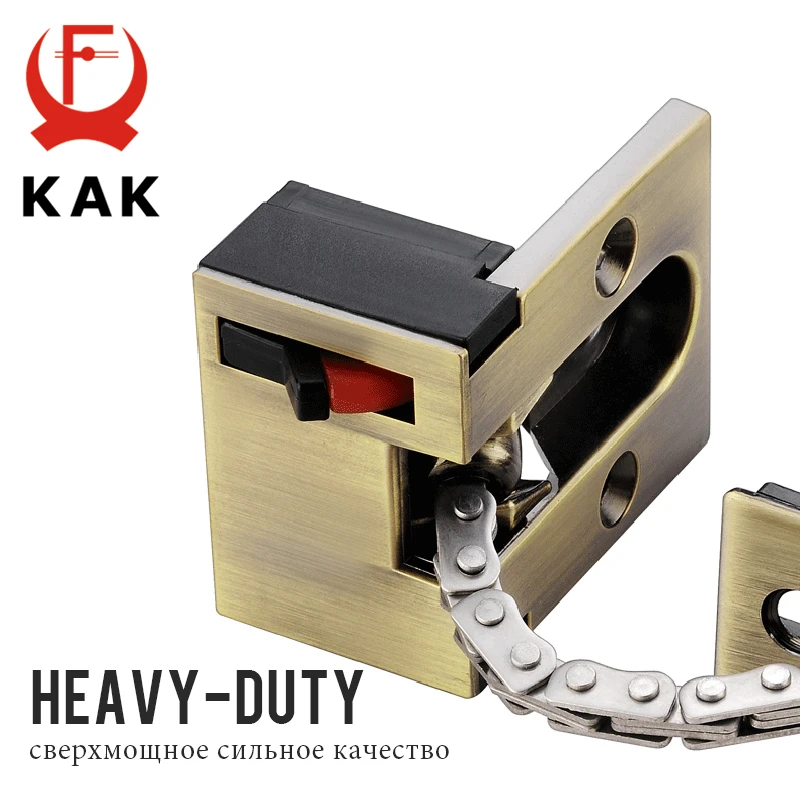 KAK Zinc Alloy Hidden Security Door Chain for Hotel Bedroom Door Latch Anti-theft Door Lock Kids Protection Lock Hardware