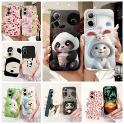 Realme C67 4G 케이스 RMX3890 귀여운 팬더 만화 커버 Realme C67 RealmeC67 4G 뒷면 커버 소프트 Fundas 용 안티 드롭 전화 케이스