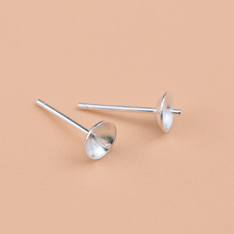 5 pairs of 925 sterling silver semi-finished tray earrings DIY making materials for jewelry accessories for women
