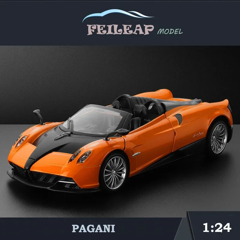 Pagani Huayra Roadster Modello di auto in lega pressofuso 1:24 Suono luce collettivo in metallo in miniatura Voiture Boy Car Toy Regalo di compleanno