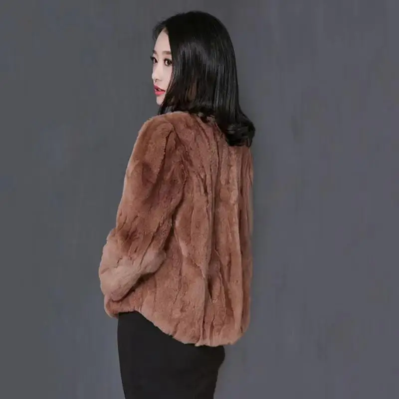 เสื้อโค้ทขนกระต่ายแท้สำหรับผู้หญิง แฟชั่นฤดูหนาว เสื้อแจ็คเก็ตขนกระต่ายเร็กซ์แท้ สไตล์สั้น อุ่นสบาย คุณภาพสูง