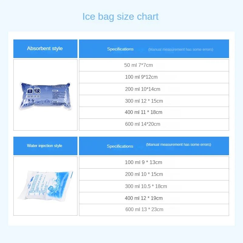 10PcWater-free self-priming disposable Ice Bag Cooler Bag Pain Cold Compress Drinks Refrigerate Food Keep Fresh Gel Dry Ice Pack