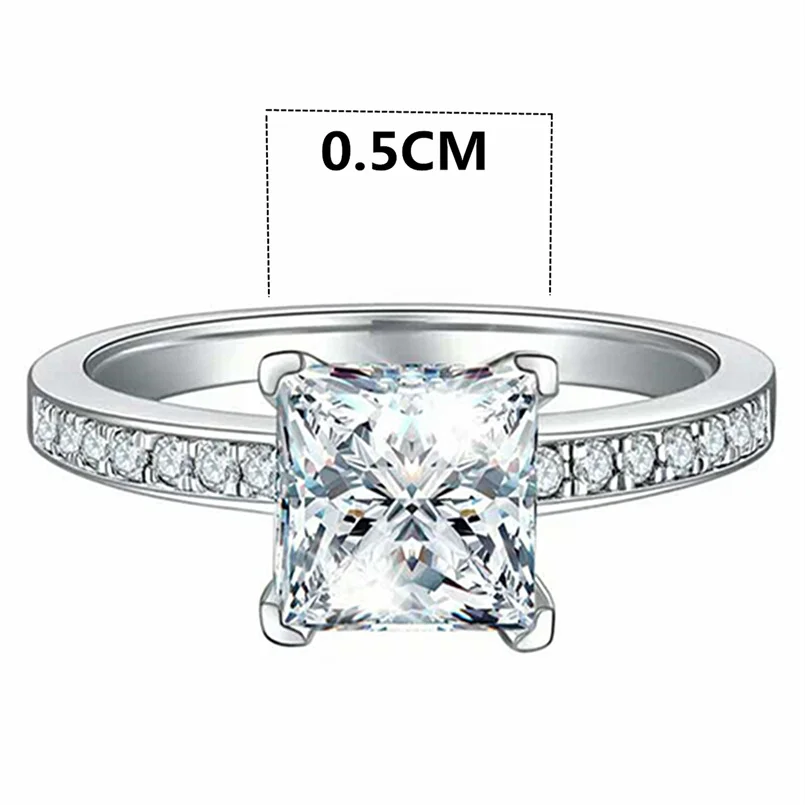 CC Jewelry Rings For Women Silver Color Small 5mm Square Zirconia Stone Engagement Wedding Accessories Drop Shipping CC631