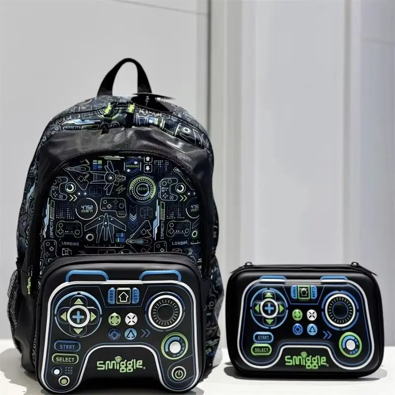 Nuevo en Stock, controlador de juego negro australiano, serie de patrones, mochila de gran capacidad de dibujos animados, bolsa de comida, estuche de bolígrafo para regalo de estudiantes