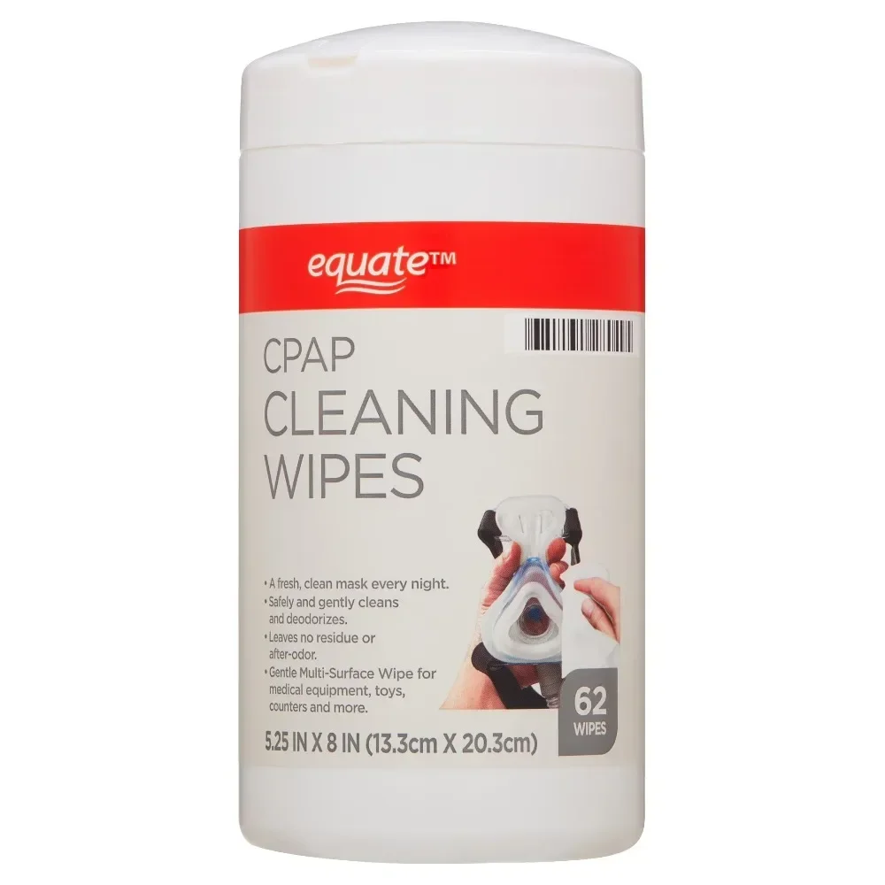 CPAP Cleaning Wipes, 62 Count, Disposable Sanitizing Wipes for CPAP Masks, Hoses, and Equipment, Unscented, Alcohol-Free, Non-Abrasive, Gentle on Sensitive Skin, Travel-Friendly, Quick Drying, Daily Hygiene Maintenance