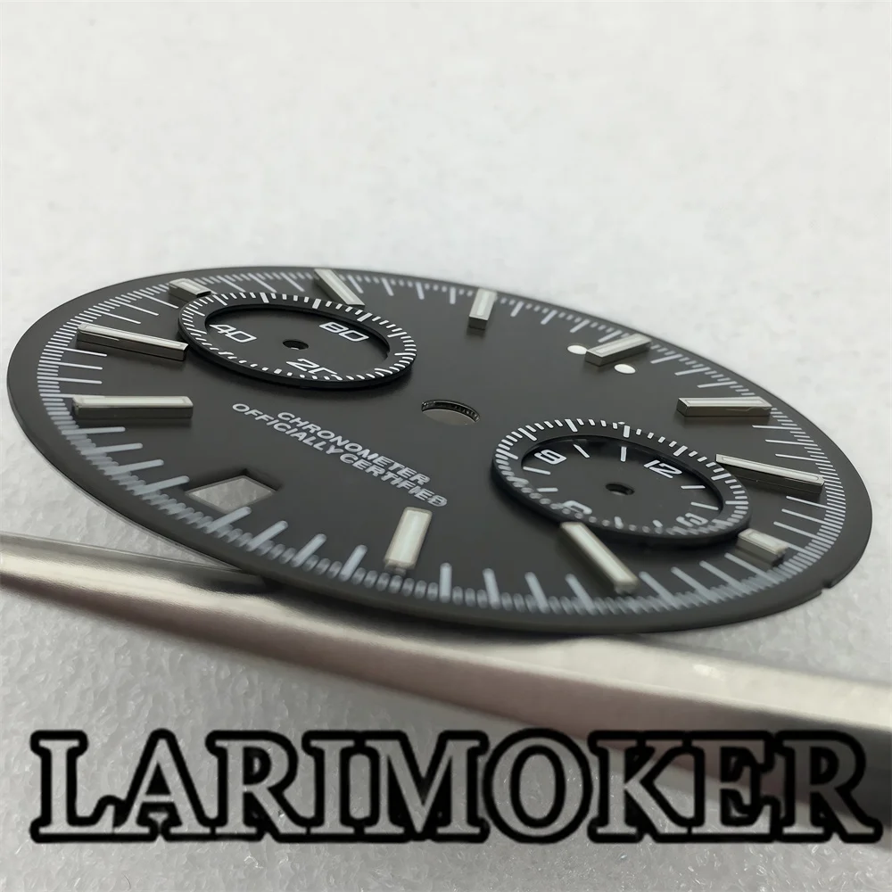 Larimoker 31.5mm vk64 black blue powder kaku color dial is suitable for VK64 quartz movement accessories light emitting index