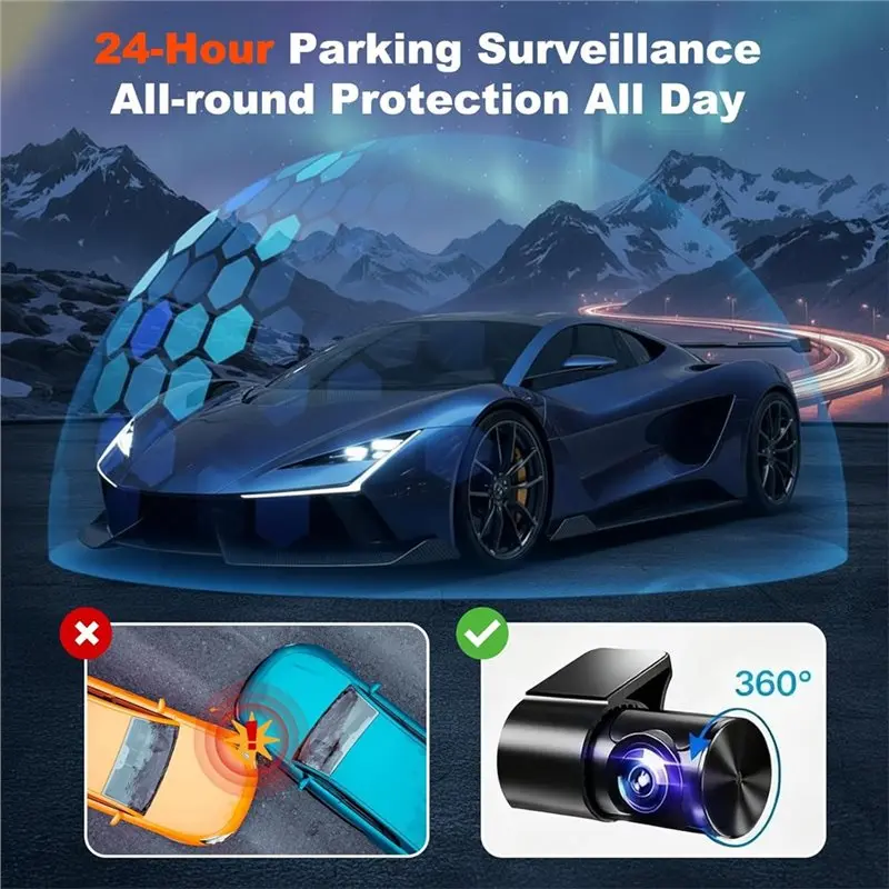 B24B A215 Car Dash Cam 4K UHD 2160P Front Rear Camera 2 Camera DVR Recorder 170° Wide Angle Rear View Night Vision