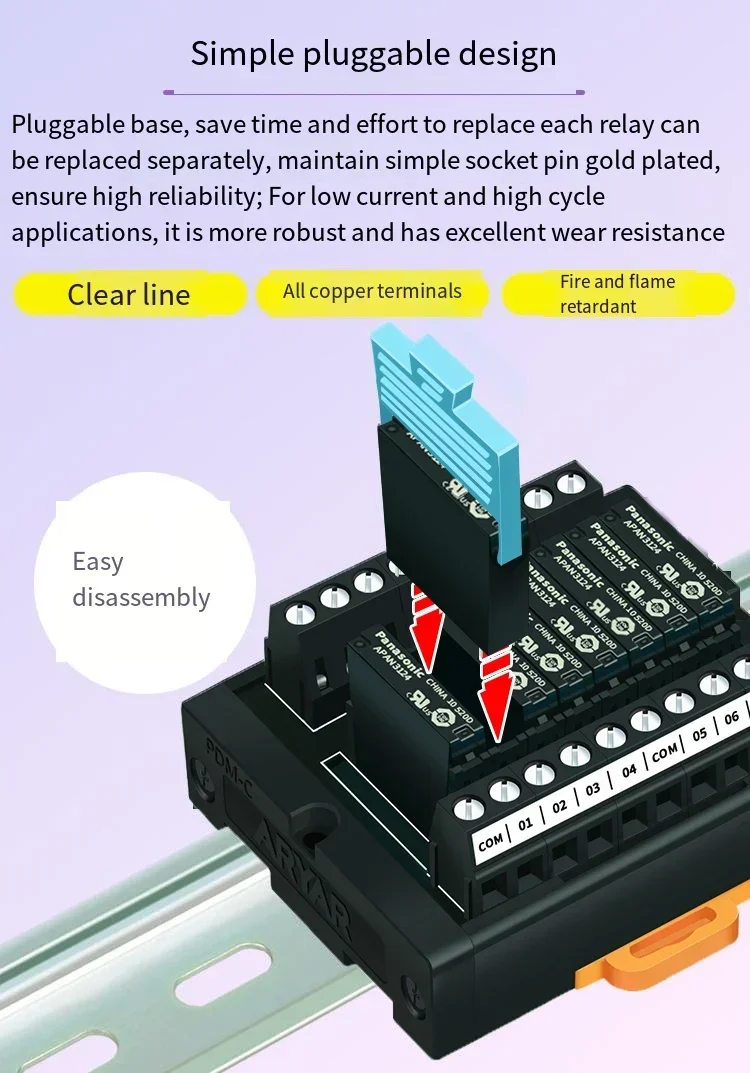 Terminal Block for Panasonic Relay Module APAN3124 APAN 1 Normally Open 1a 4 6 8 10 16 Way 5V 12V 24V