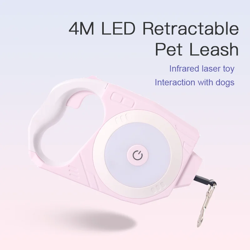 

4M Automatic Retractable Dog Leash with LED Light and Laser Toy Luxury Dog Leash for Small & Medium Dogs Walking Dog Acsessories