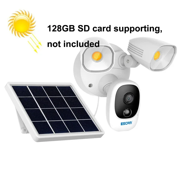 Solar Powered 1000LM Floodlight Wireless Camera with Solar Panel & 12000mAh Rechargeable Battery,