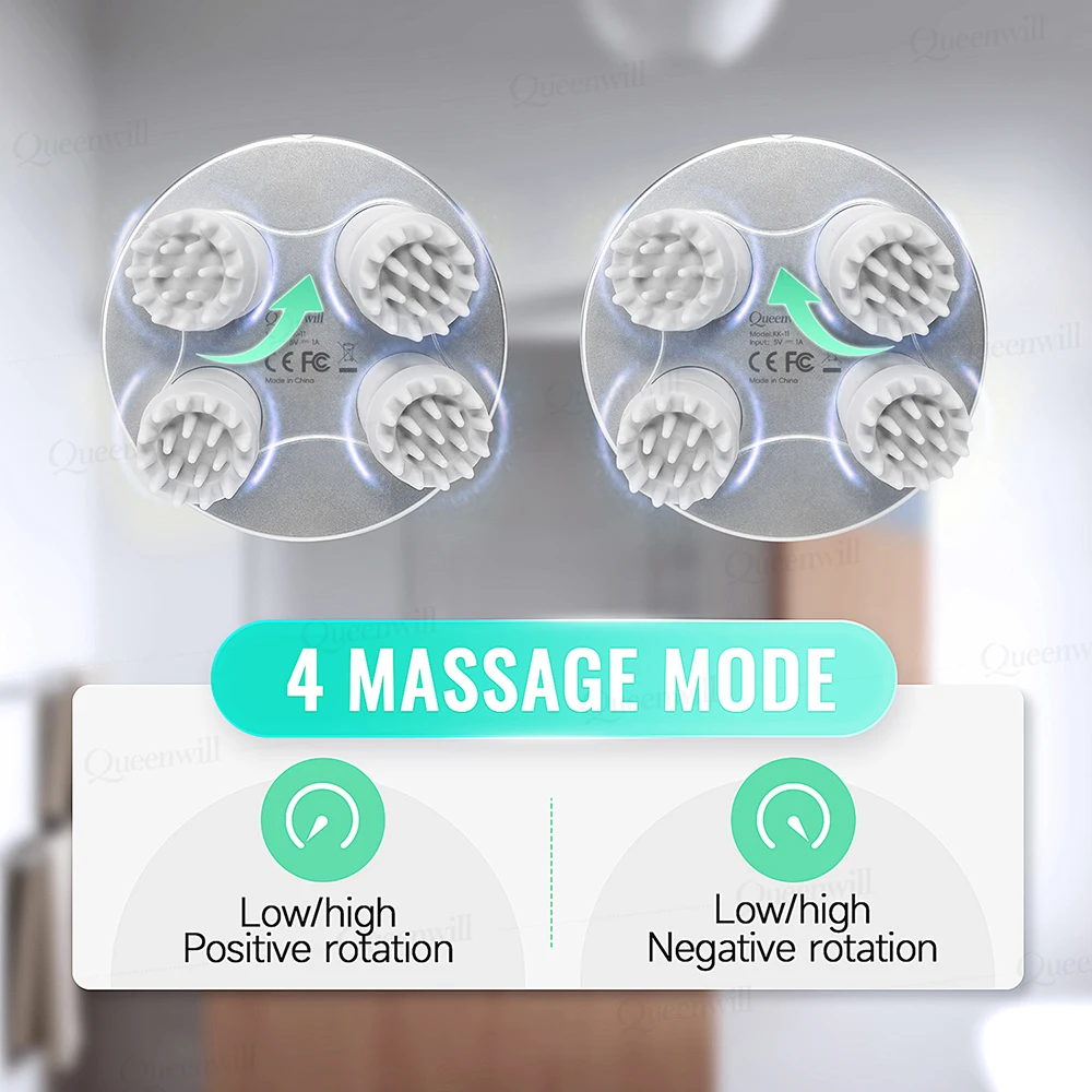 電動頭皮マッサージャー 充電式ヘッドマッサージデバイス ハンドヘルドヘッドスクラッチャー 髪の成長ストレスリラックスに最適、理想的なギフト