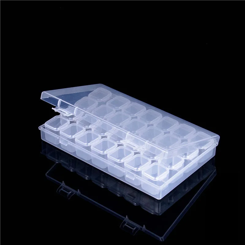 Leere Aufbewahrungsbox für Nagelkunst, Dekoration, 28 Fächer, Nagelglitzer, Strass, Kristallperlen, Zubehör, Behälter, Nagelwerkzeug