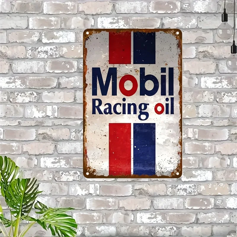 [Waterproof Metal Sign] Vintage Racing Oil Sign - UV-Printed, Waterproof Wall Art with Pre-Drilled Holes for Easy Ha
