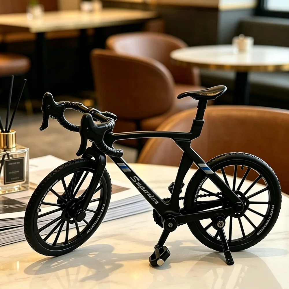 Bicycle Model Alloy Drop Handlebar Tire Adjustable Mountain Bike Simulation Metal Road Racing Bike Toy, Boy and Girl Toys