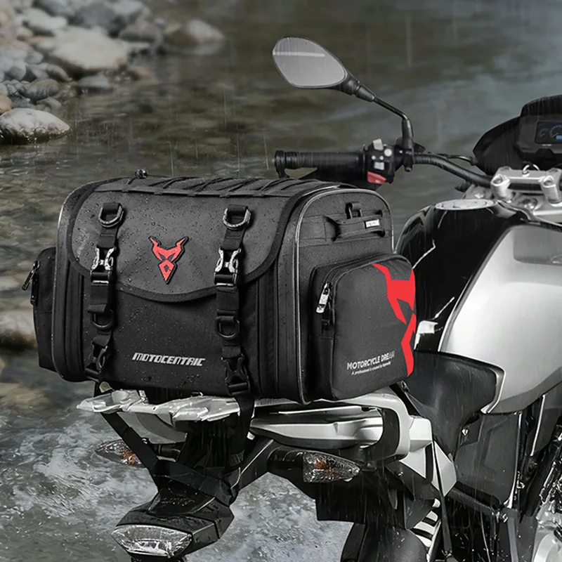 Waterproof Motorcycle Rear Seat Bag Travel Luggage 45L Multifunction Motorcycle Sports Back Tail Bag Riding Helmet Bag
