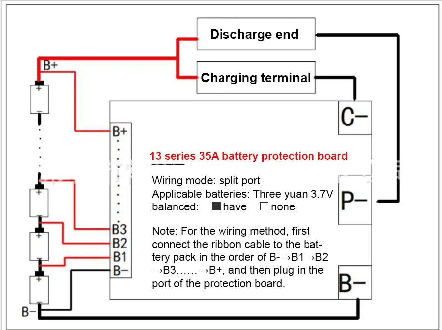BMS Board Module Li-Ion Battery Pack Protection Board BMS 13S 35A 48V Lithium Battery Balance Meter Into Circuit Board
